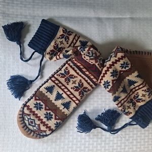 Boot Slippers with nonskid bottoms. Tassle Ties